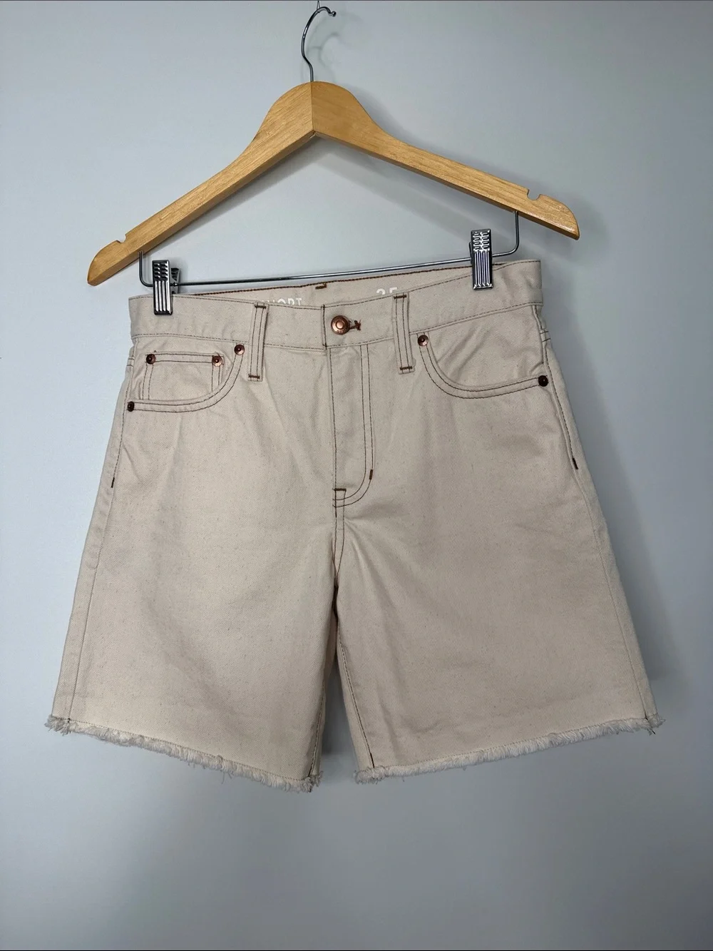NWT J. Crew Midlength denim short in ecru Size 25